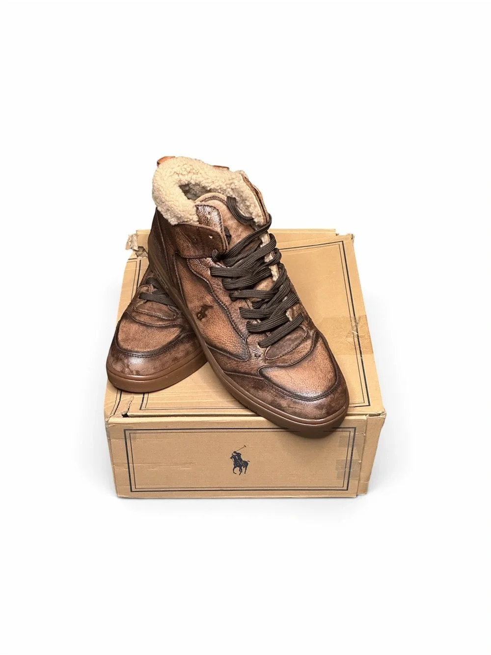 Polo by Ralph Lauren Brown Leather High-Top Sneakers